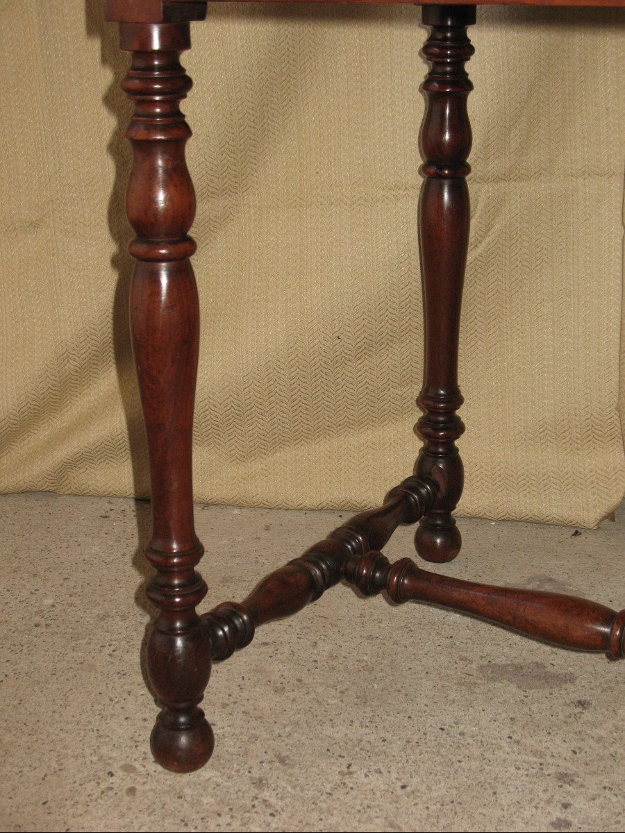 Small 19th Century Desk Writing Table In Solid Walnut, Louis XIII Style-photo-3