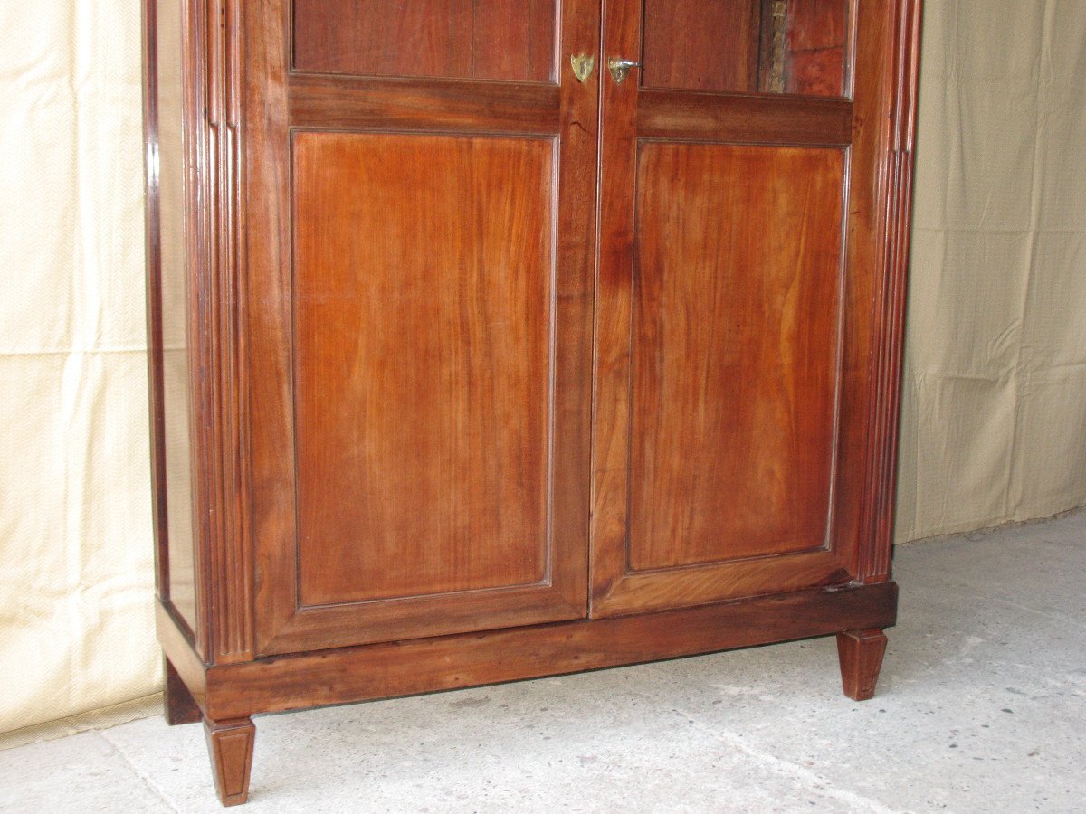 Glass Bookcase In Solid Mahogany, Directoire Style, Late 18th Century-photo-2