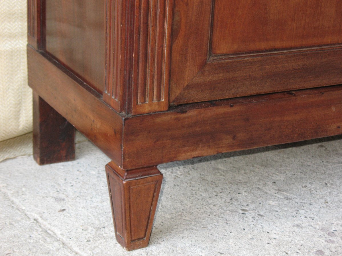 Glass Bookcase In Solid Mahogany, Directoire Style, Late 18th Century-photo-2