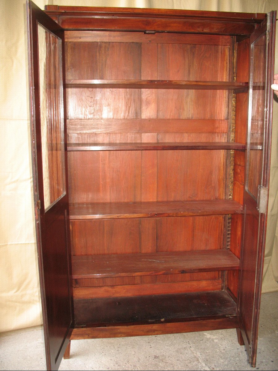 Glass Bookcase In Solid Mahogany, Directoire Style, Late 18th Century-photo-6