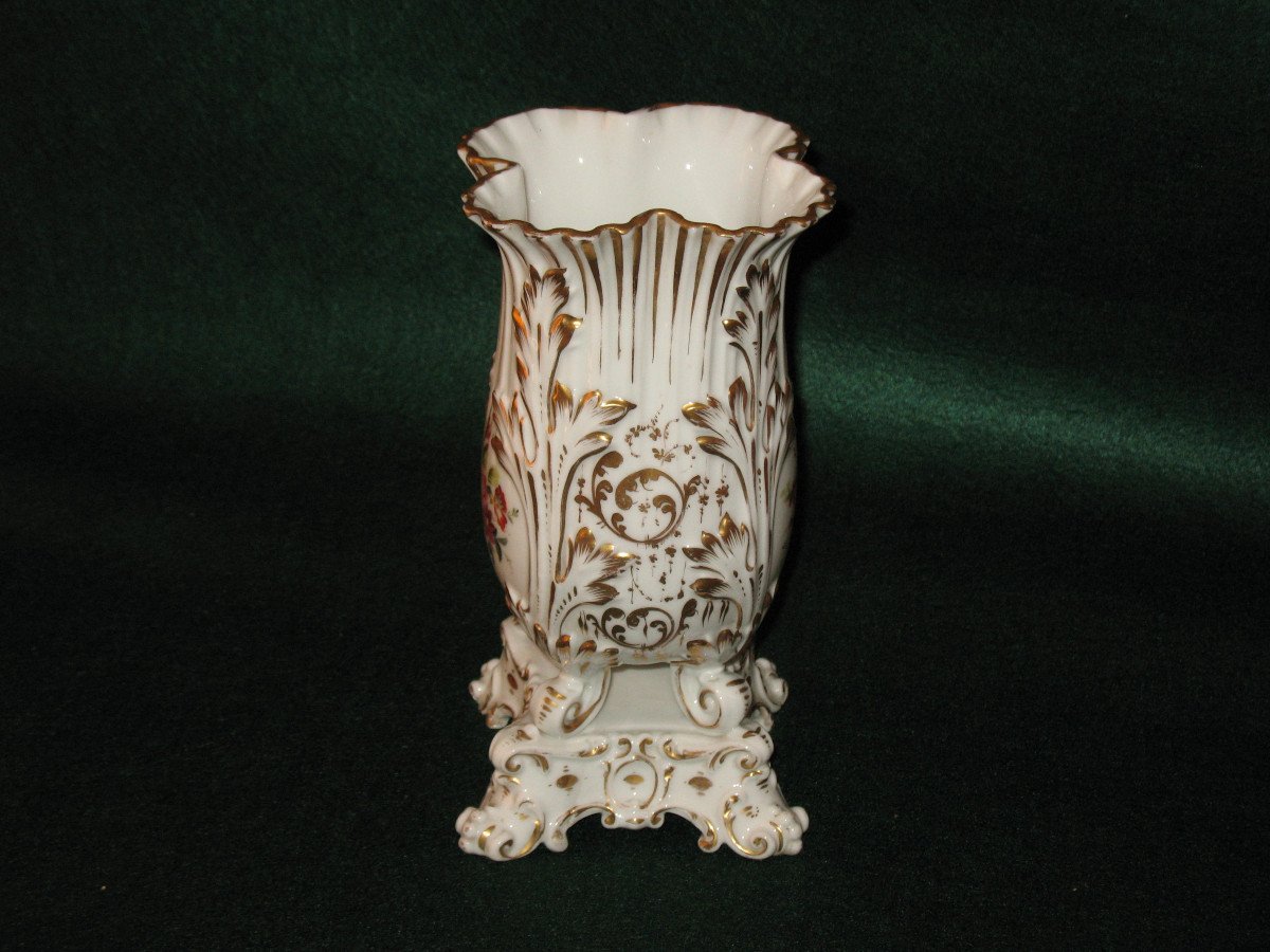 Paris Porcelain Vase With Floral Decoration Th. 19th Century Restoration In The Style Of Jacob Petit-photo-3