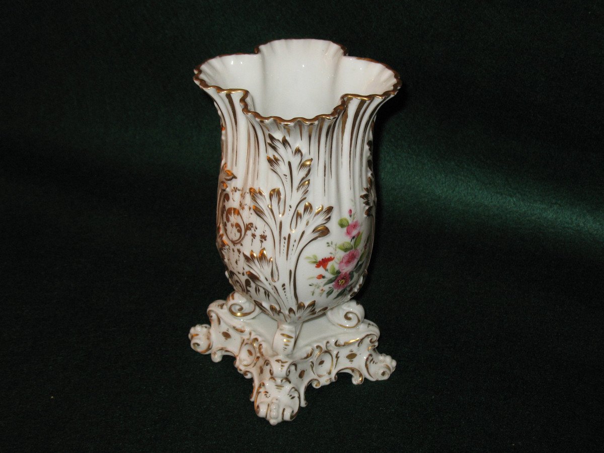 Paris Porcelain Vase With Floral Decoration Th. 19th Century Restoration In The Style Of Jacob Petit-photo-4