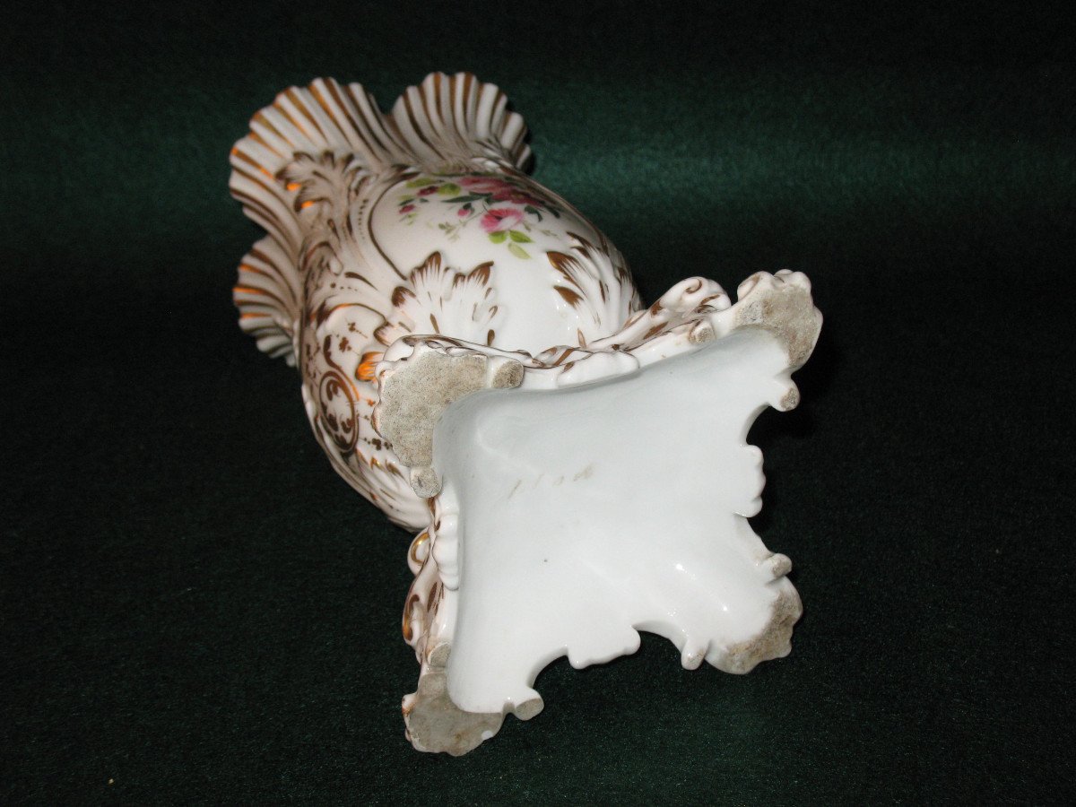 Paris Porcelain Vase With Floral Decoration Th. 19th Century Restoration In The Style Of Jacob Petit-photo-7
