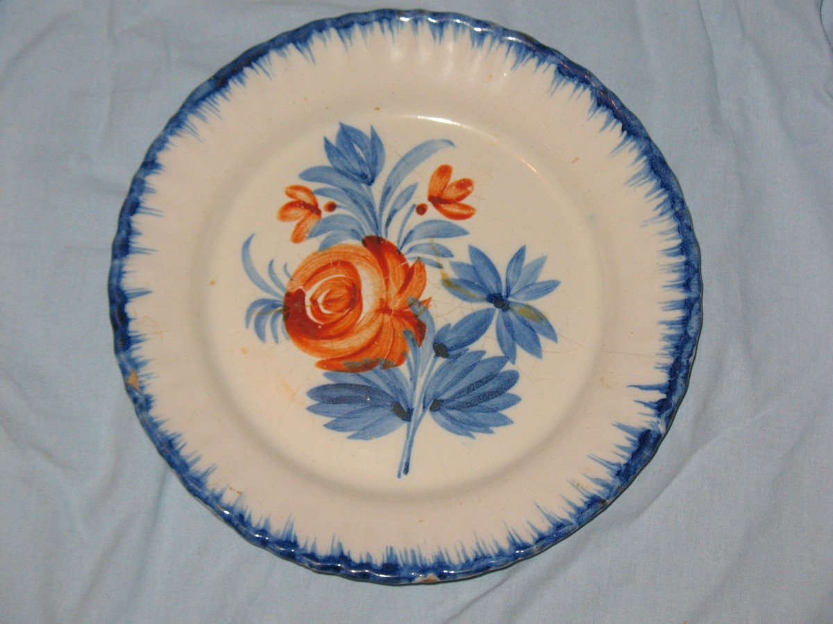Earthenware Set From The South West Of Auvillar Martres Tolosane Thiviers  19th Century, 8 Pieces With Floral Decoration-photo-8