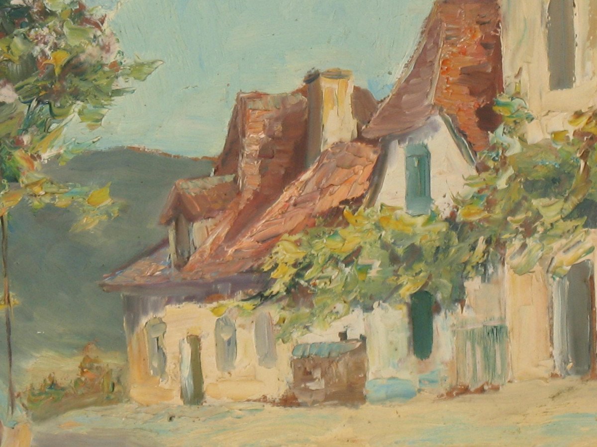 Jacques Rozier Rue De Village En  Périgord Oil On Isorel Panel Dated-photo-2