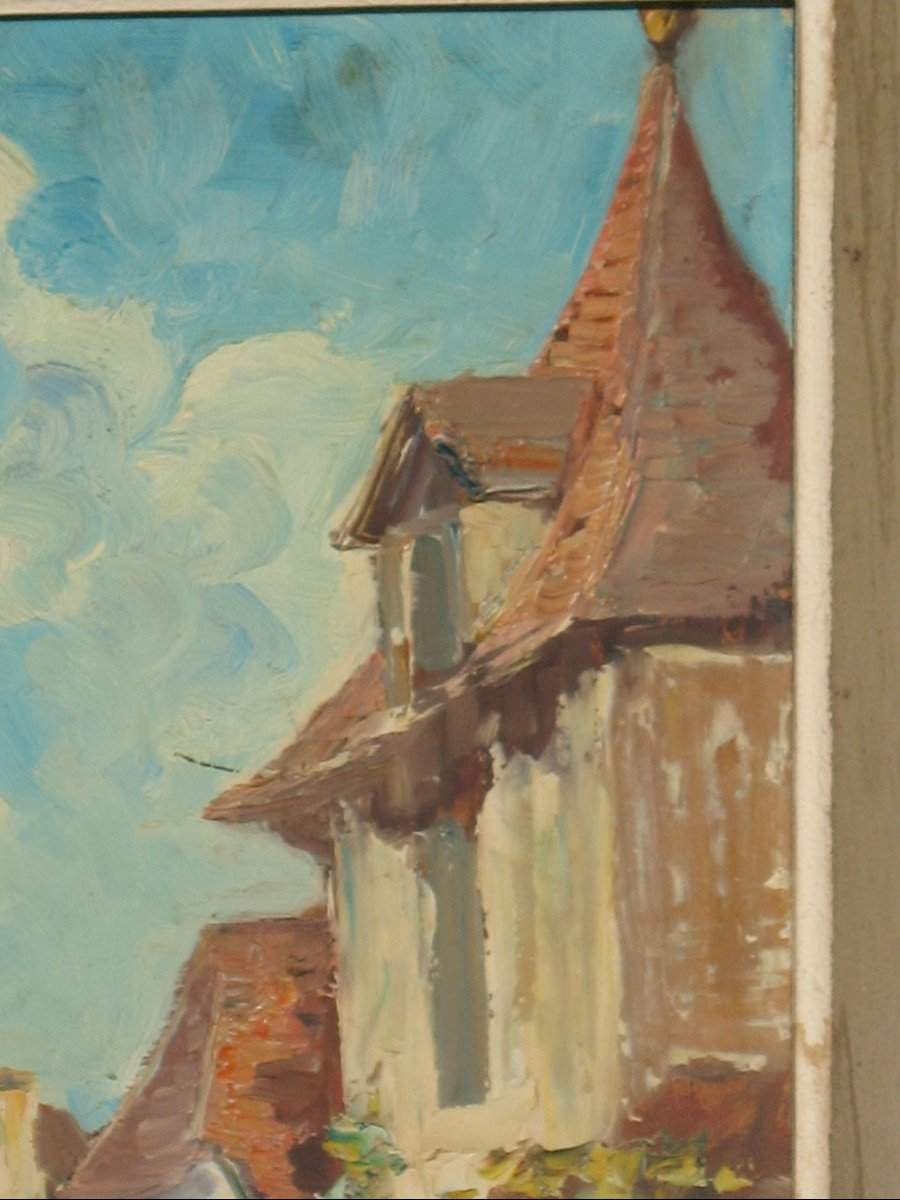 Jacques Rozier Rue De Village En  Périgord Oil On Isorel Panel Dated-photo-3