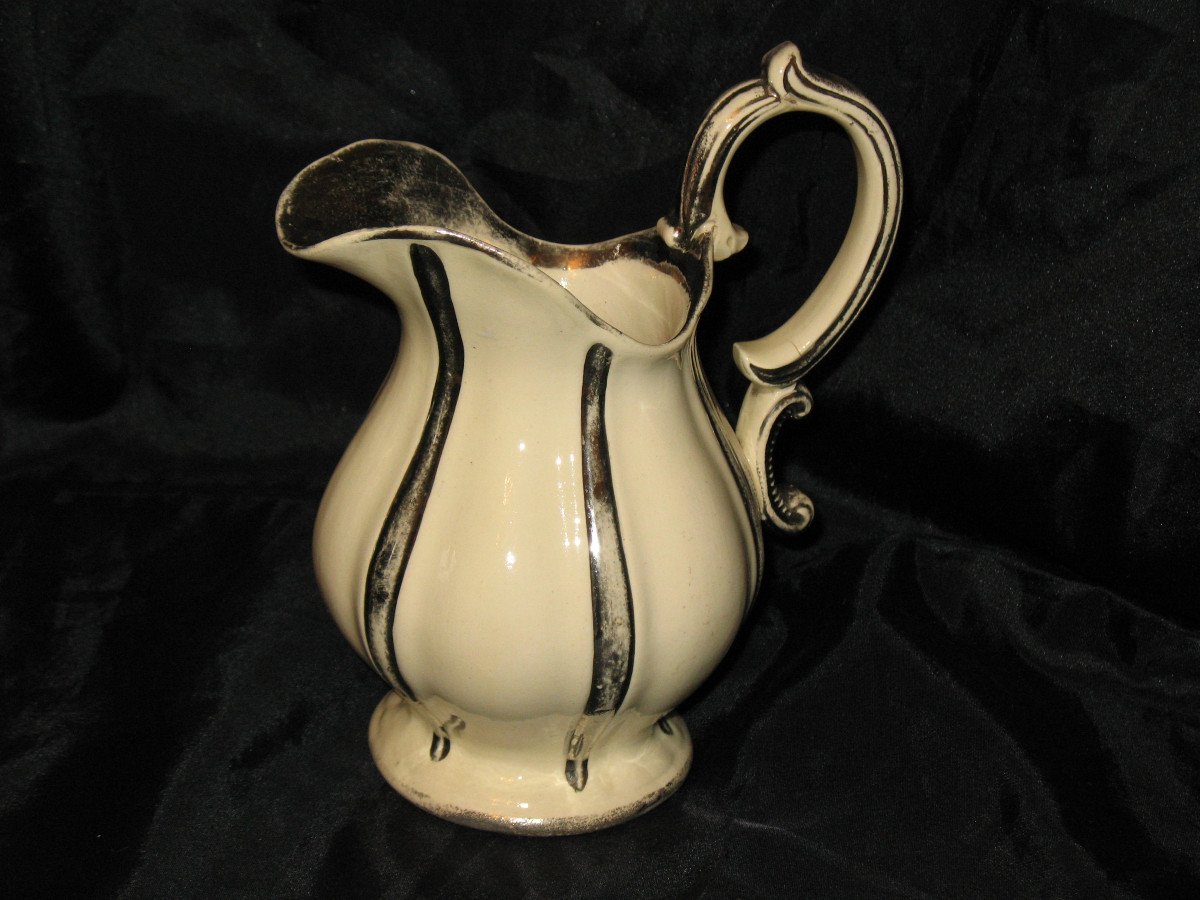 Verseuse godronnée pot à lait pichet en faïence de Langeais époque 19ème-photo-4