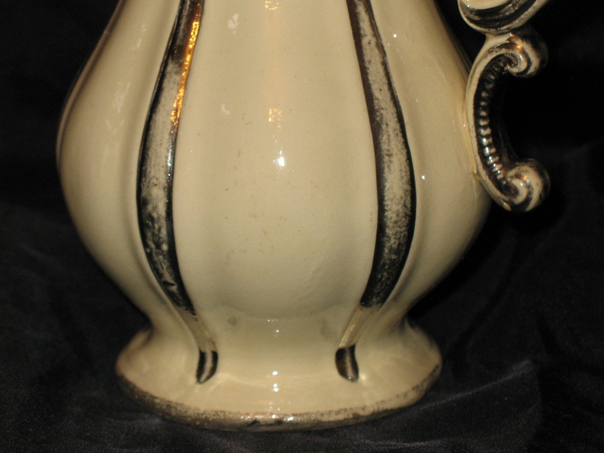 Verseuse godronnée pot à lait pichet en faïence de Langeais époque 19ème-photo-2