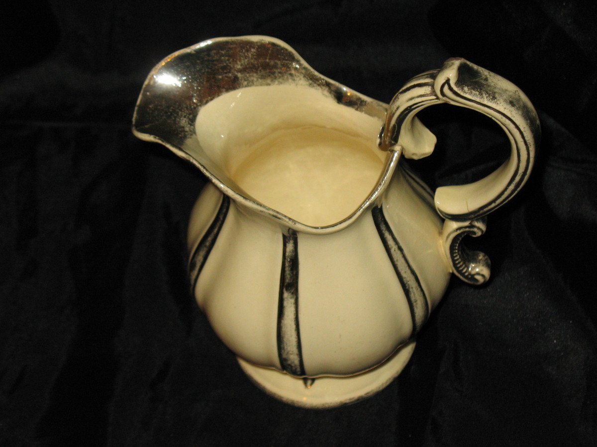 Verseuse godronnée pot à lait pichet en faïence de Langeais époque 19ème-photo-5