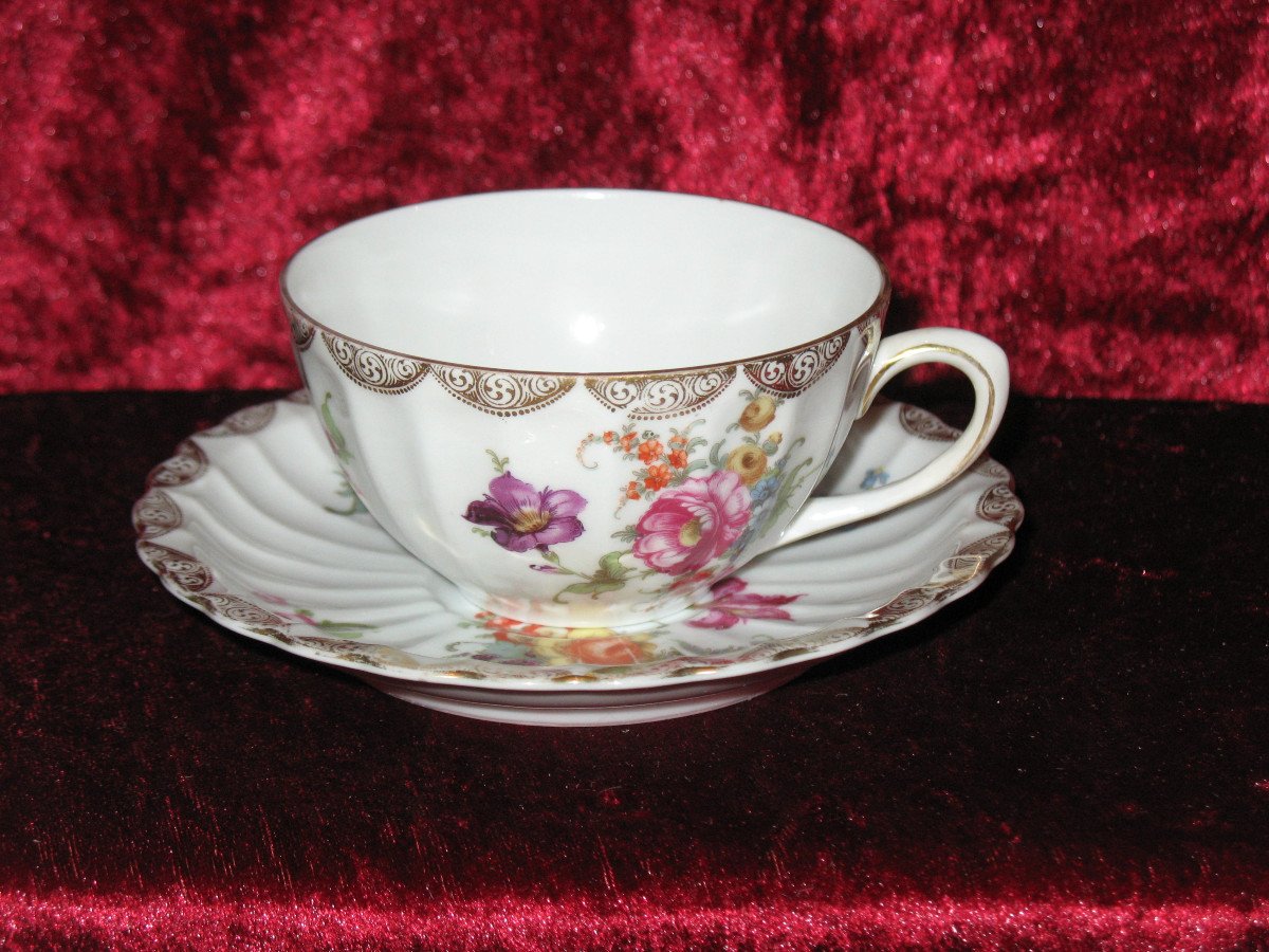 Porcelain Tea And Dessert Service Decorated With Saxony Flowers 29 Pieces-photo-1