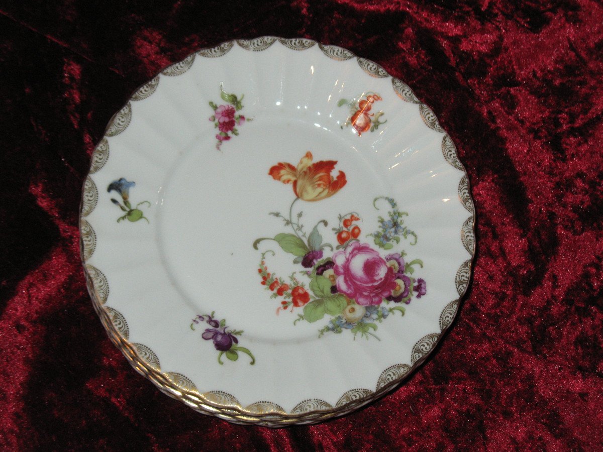 Porcelain Tea And Dessert Service Decorated With Saxony Flowers 29 Pieces-photo-7
