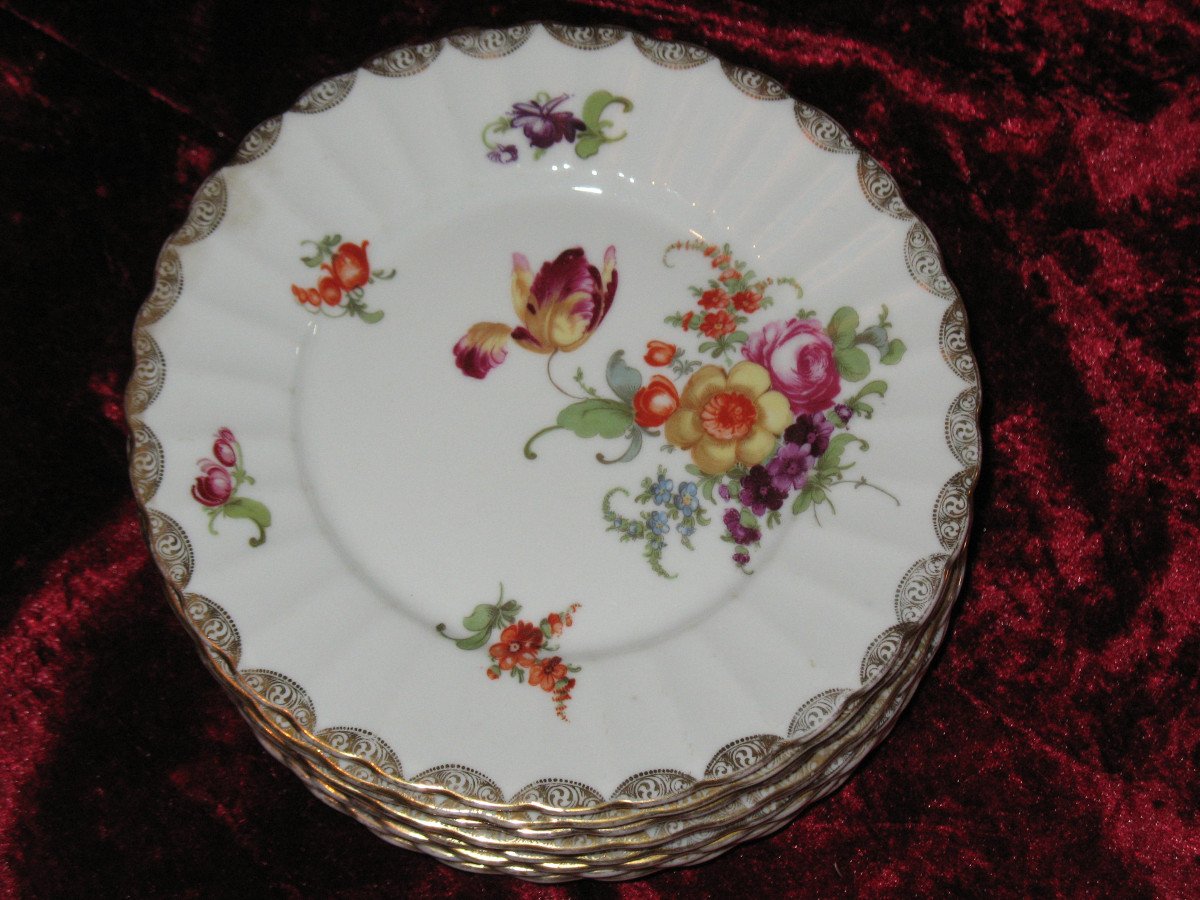 Porcelain Tea And Dessert Service Decorated With Saxony Flowers 29 Pieces-photo-8