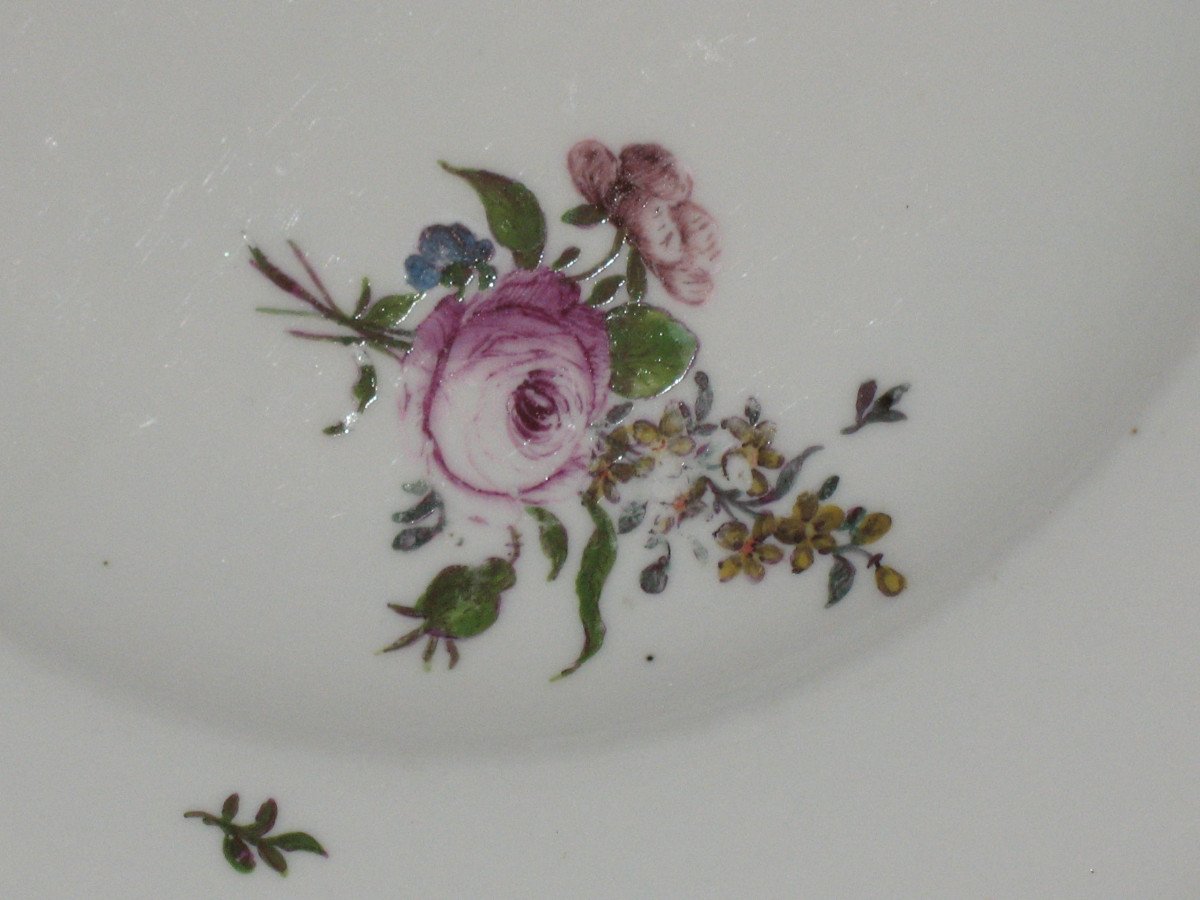 Pair Of Saxony Porcelain Plates With Floral Decoration, 18th Century-photo-4