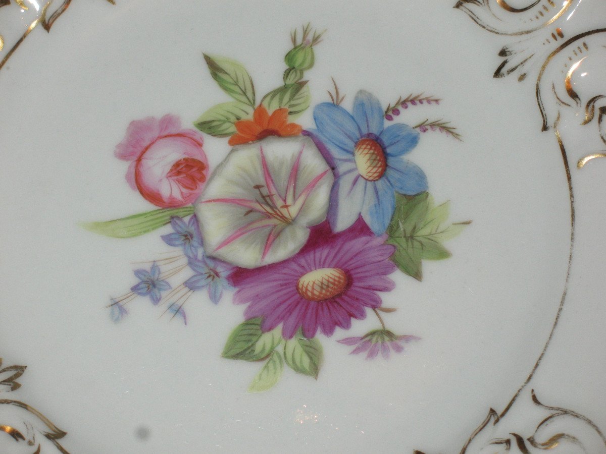 Porcelain Dessert Service With Floral Decoration, 19th Century-photo-6