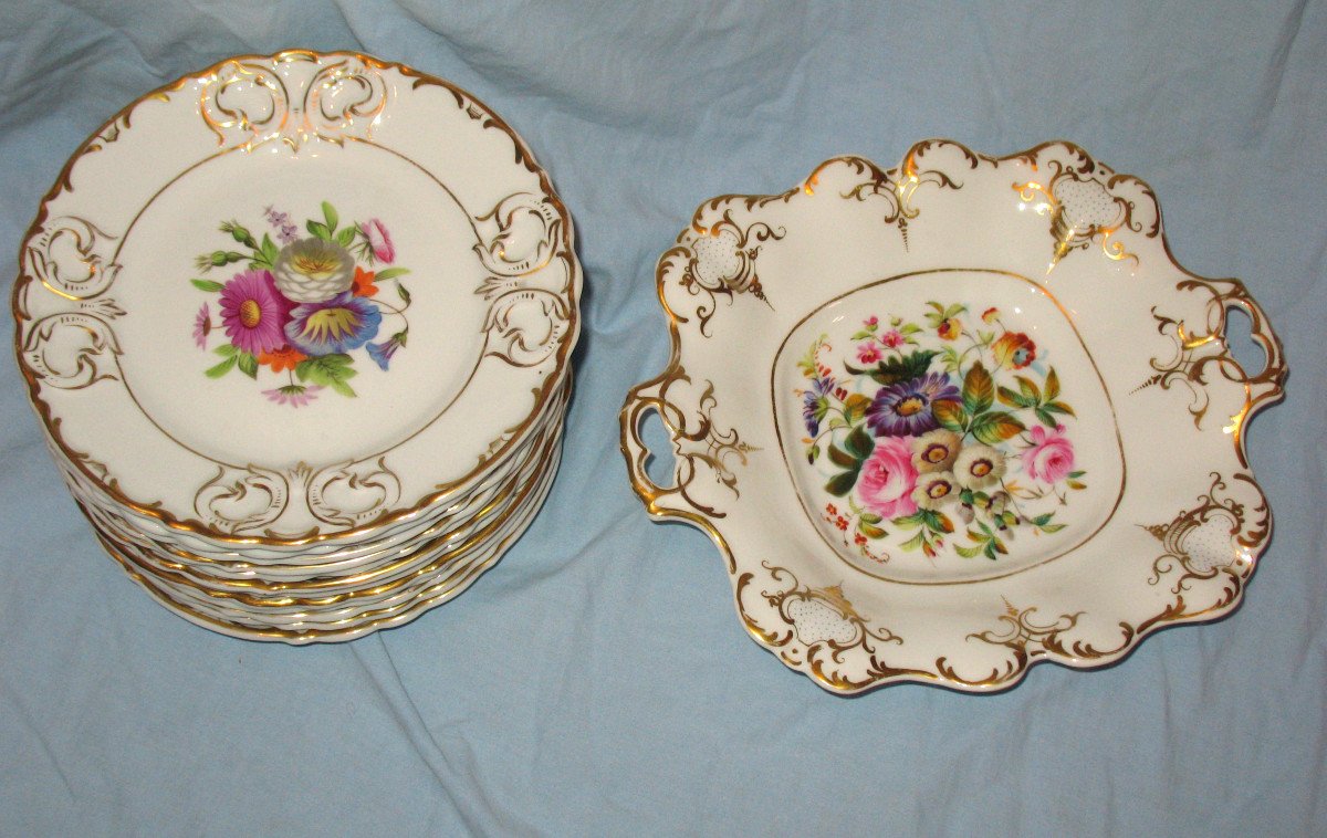 Porcelain Dessert Service With Floral Decoration, 19th Century