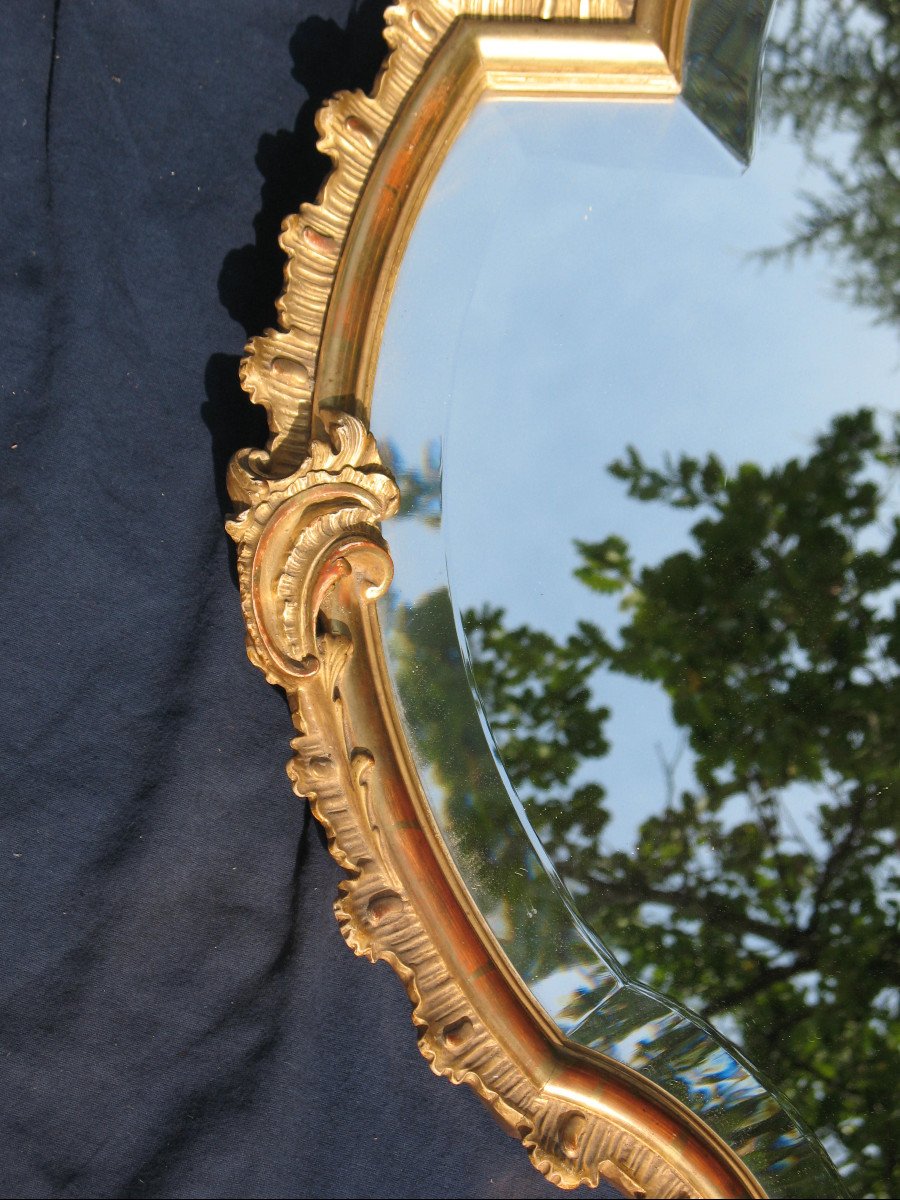 Louis XV Rocaille Style Mirror Gilded With Leaf, 19th Century-photo-2