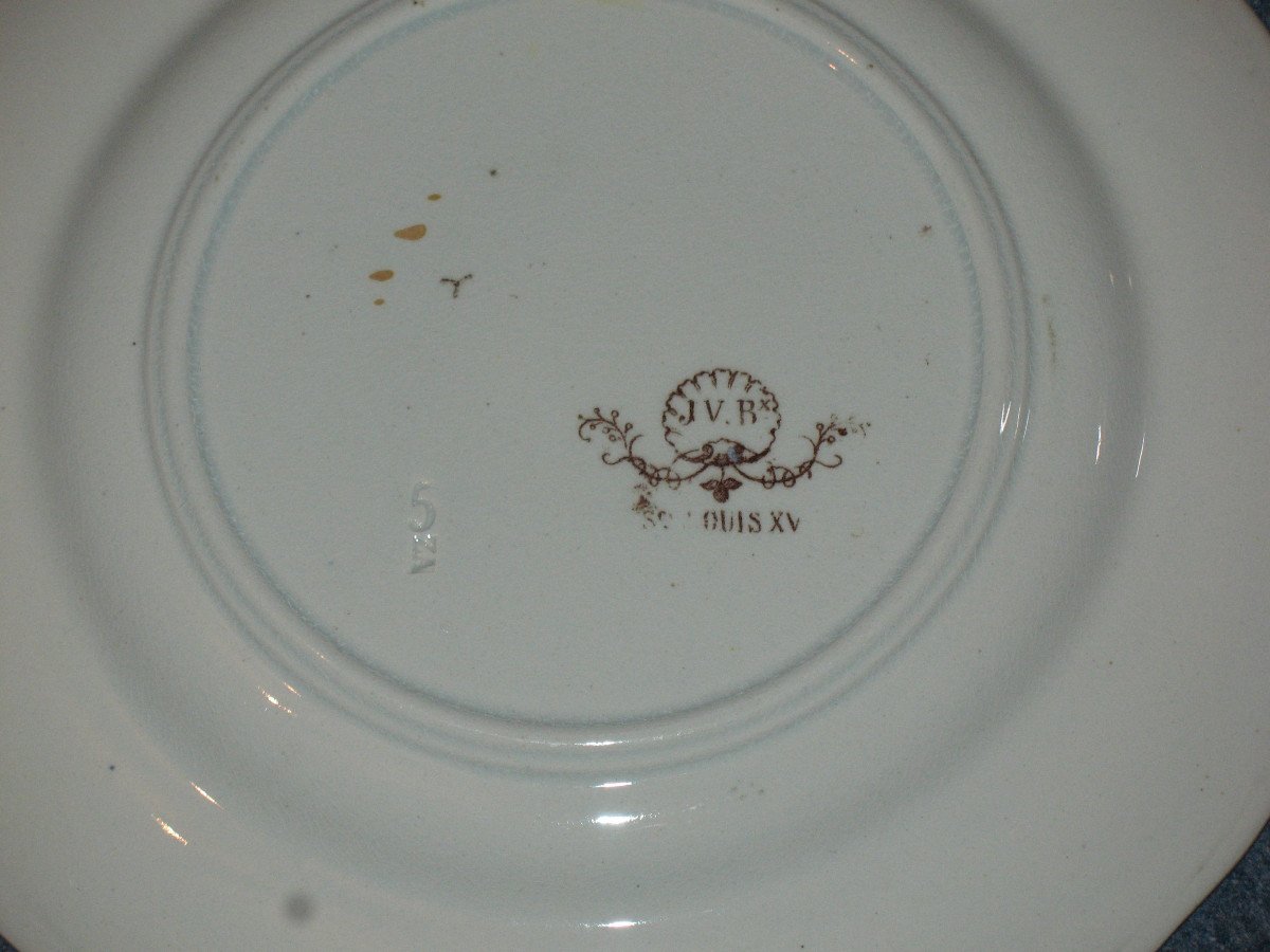 Service de table 87 pièces en faïence fine de Bordeaux décor Louis XV  ép. 19ème  J. Vieillard-photo-6