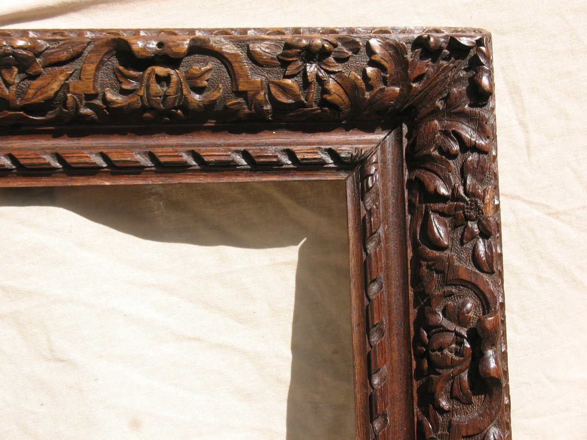 Large Carved Oak Frame From The Early 19th Century, Louis XIII Style-photo-2