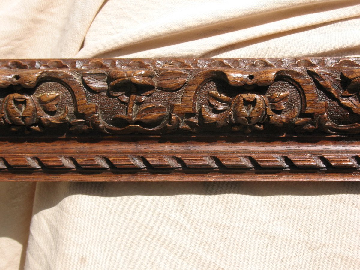 Large Carved Oak Frame From The Early 19th Century, Louis XIII Style-photo-3