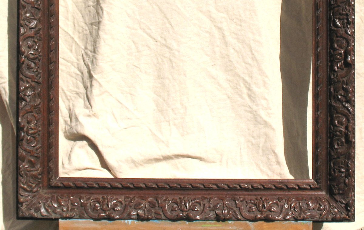 Large Carved Oak Frame From The Early 19th Century, Louis XIII Style-photo-4