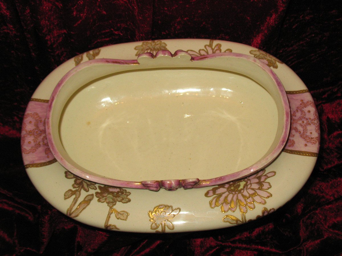 Enamelled Earthenware Planter With Floral Decoration Of Peonies Art Nouveau Period 19th-photo-7