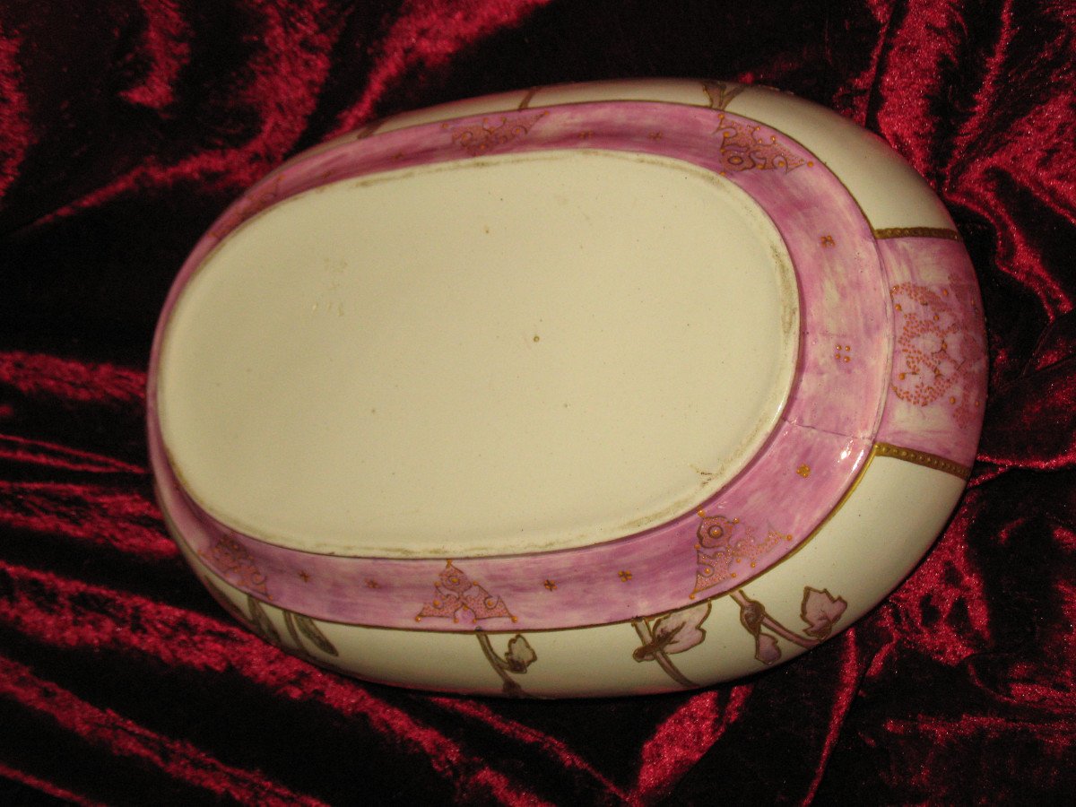 Enamelled Earthenware Planter With Floral Decoration Of Peonies Art Nouveau Period 19th-photo-8