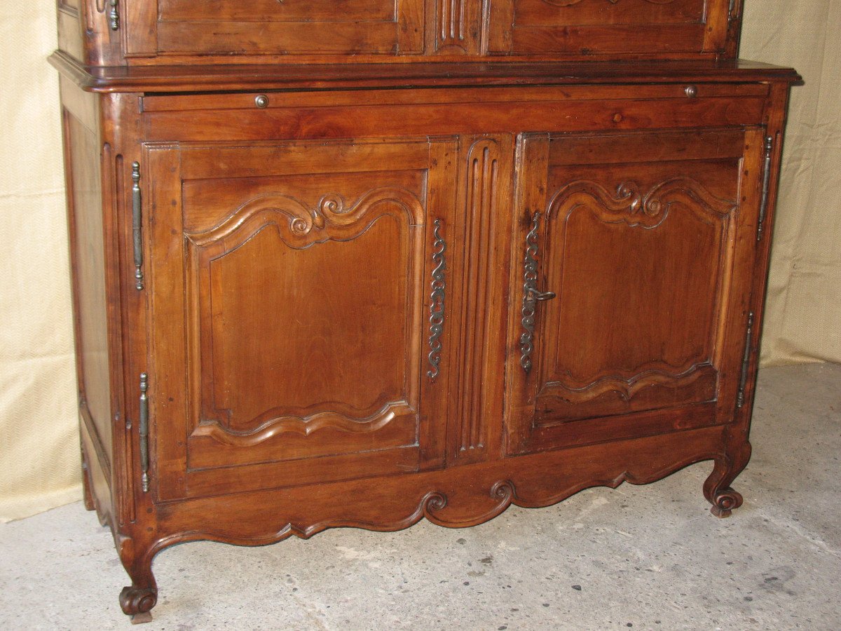 Two-body Charentes Sideboard In Solid Cherry, Late 18th Century, Louis XV Style-photo-2