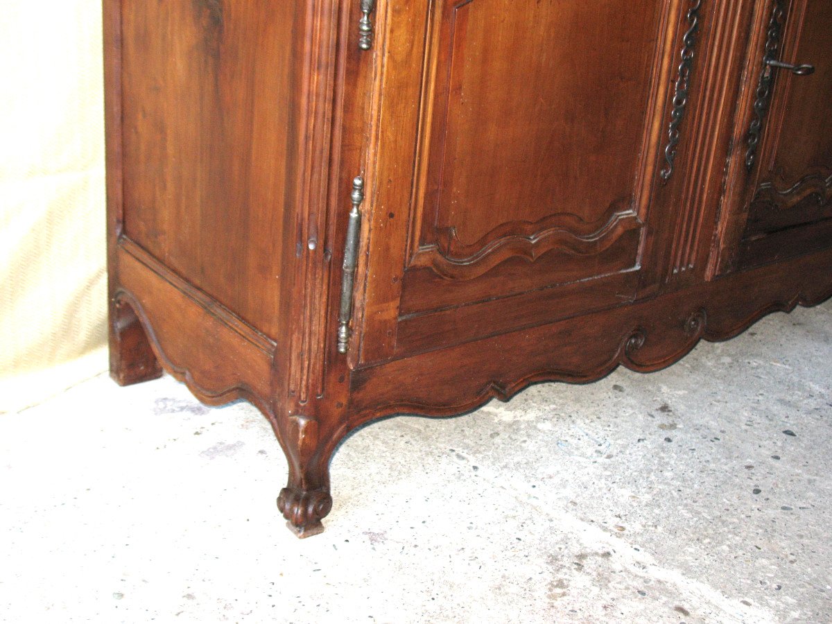 Two-body Charentes Sideboard In Solid Cherry, Late 18th Century, Louis XV Style-photo-1
