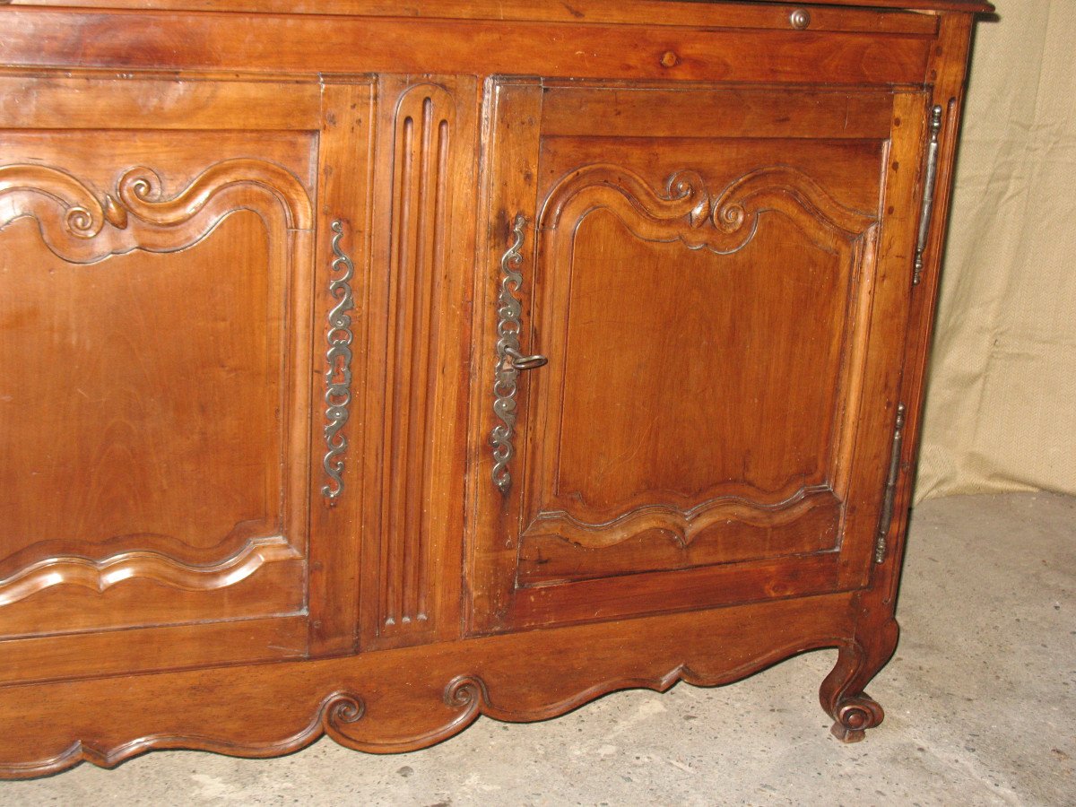 Two-body Charentes Sideboard In Solid Cherry, Late 18th Century, Louis XV Style-photo-2