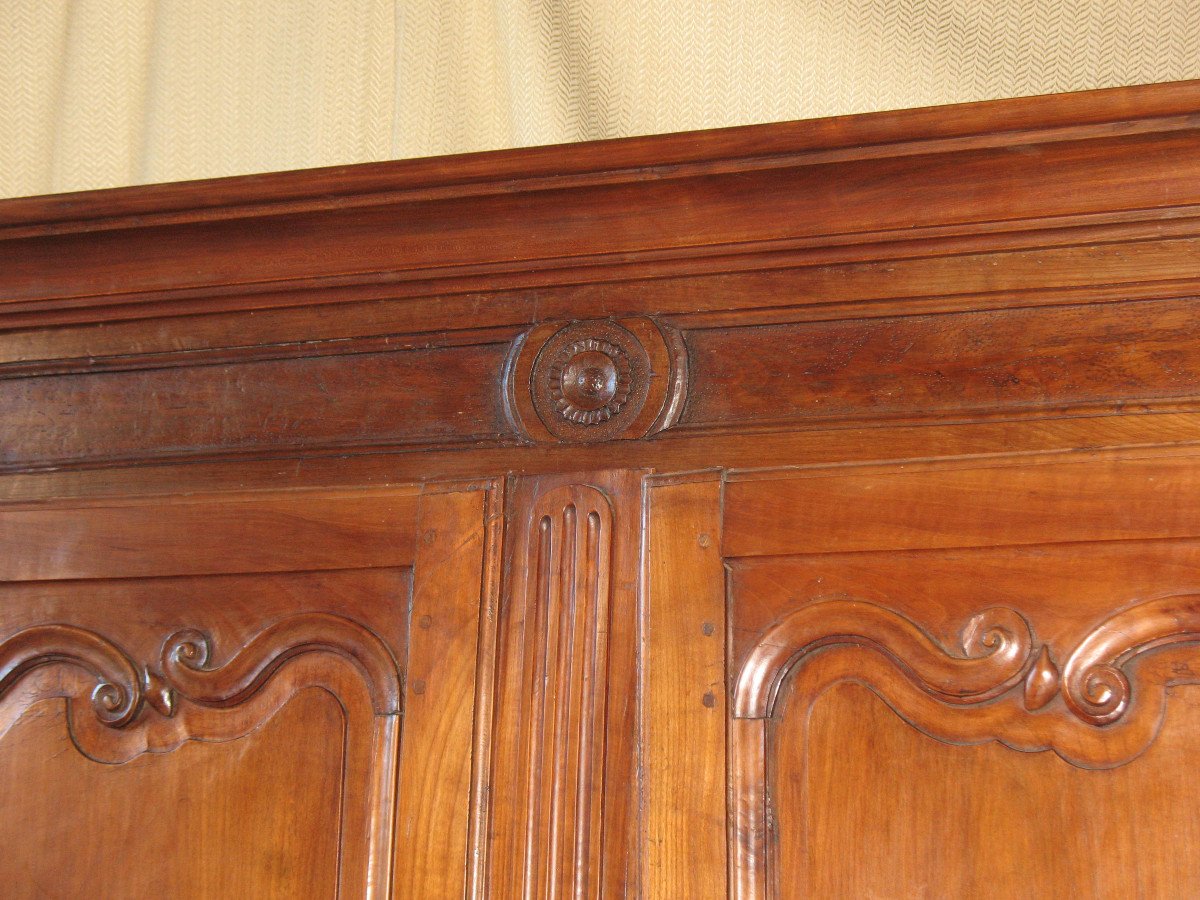 Two-body Charentes Sideboard In Solid Cherry, Late 18th Century, Louis XV Style-photo-8