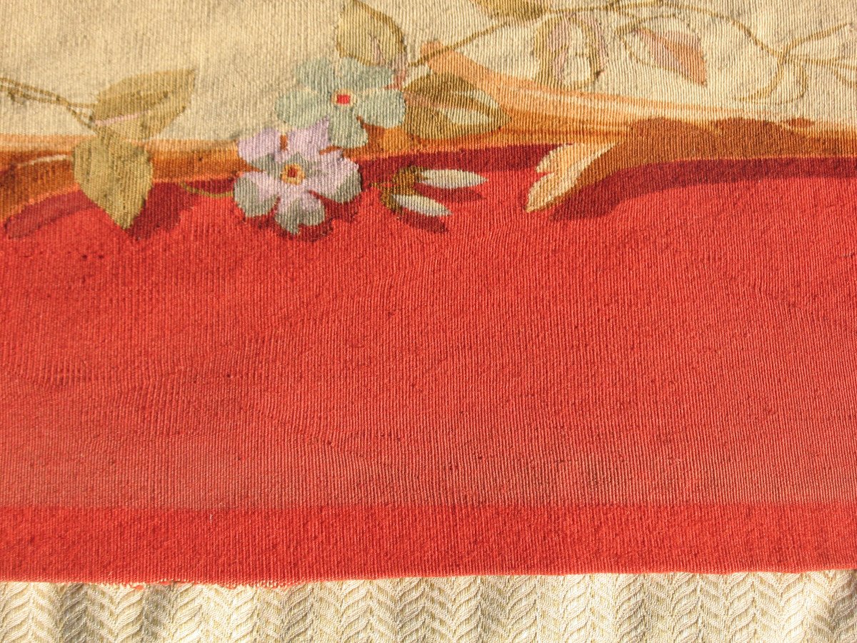 Grande tapisserie d'Aubusson à décor floral polychrome époque 19ème-photo-8
