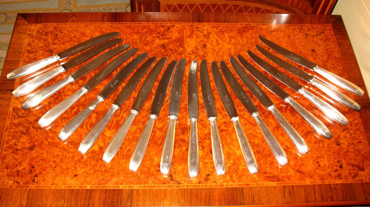 18 grands couteaux en métal argenté Félix Frères à Toulouse de style Art Déco-photo-2