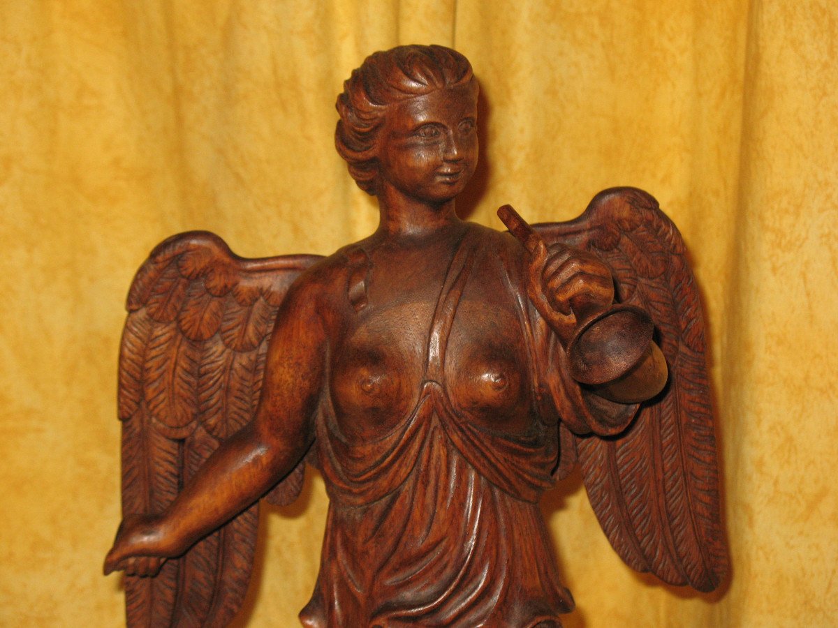 Winged Victory Large Wooden Sculpture 20th Century-photo-2