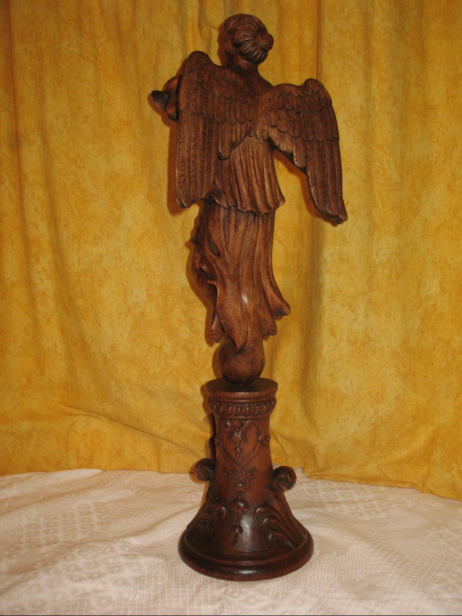 Winged Victory Large Wooden Sculpture 20th Century-photo-3