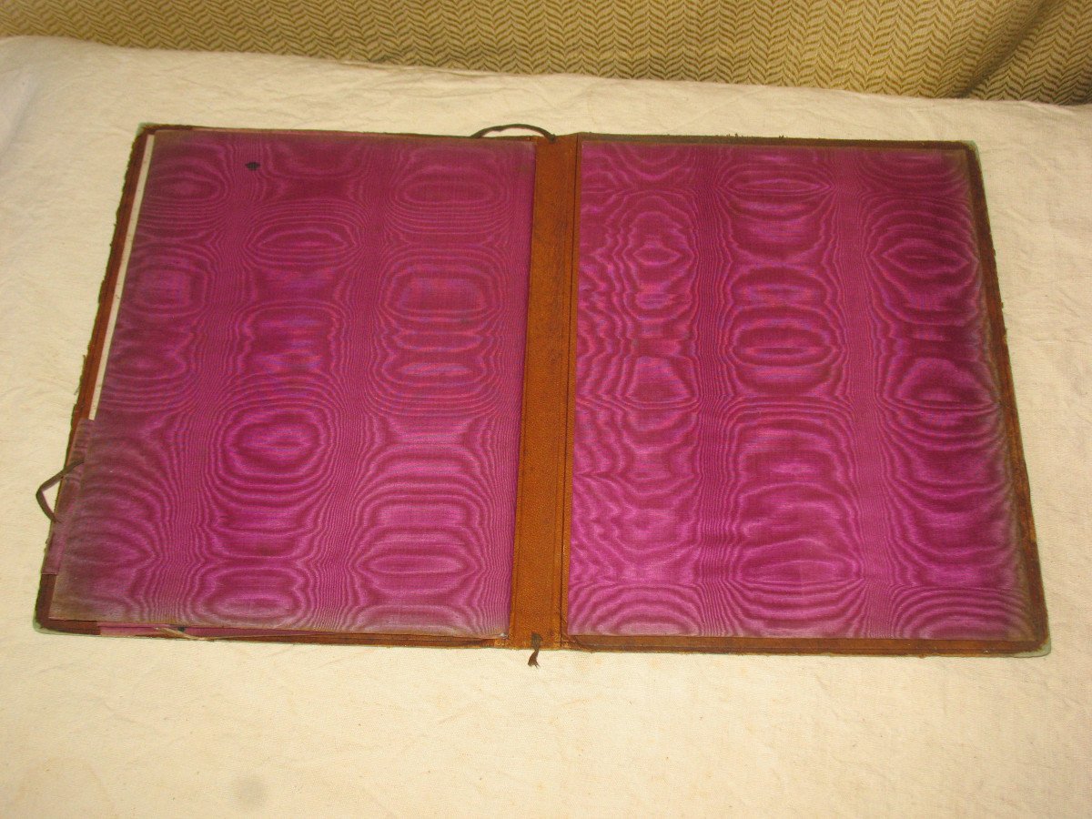 Porte documents de notaire en marqueterie et bois de rose à décor floral époque 19ème-photo-5