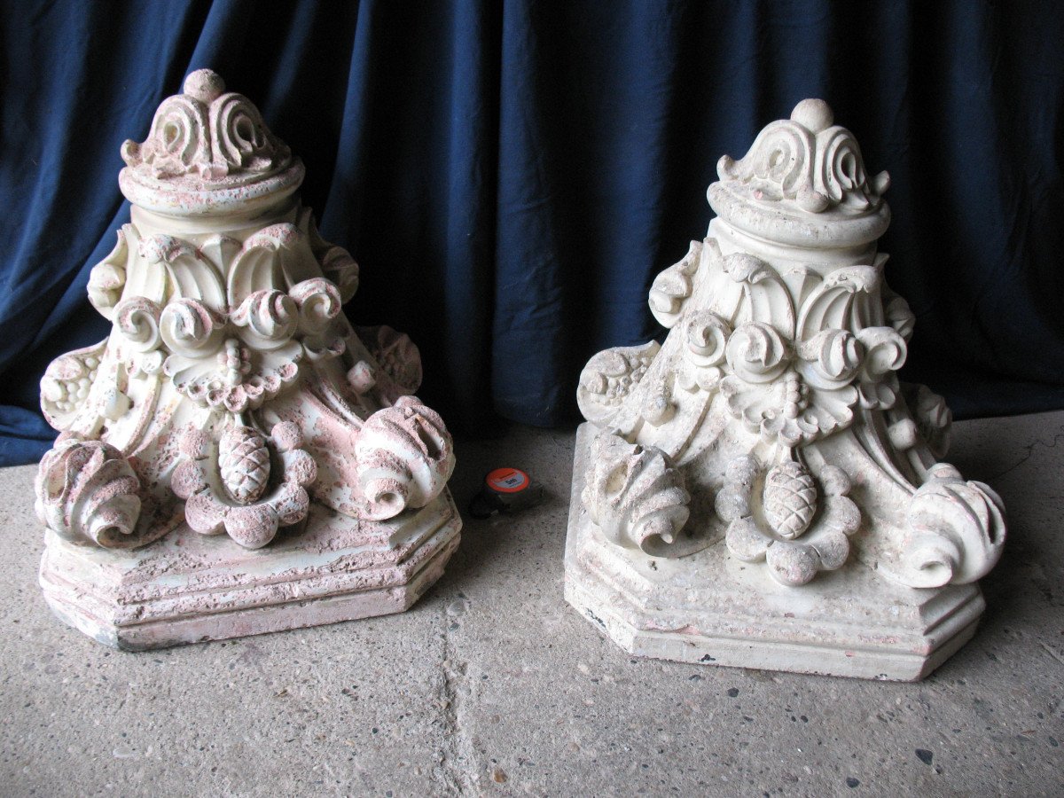 Pair Of 19th Century Louis XV Style Terracotta Wall Light Consoles-photo-2