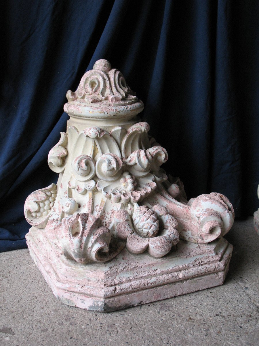 Pair Of 19th Century Louis XV Style Terracotta Wall Light Consoles-photo-3