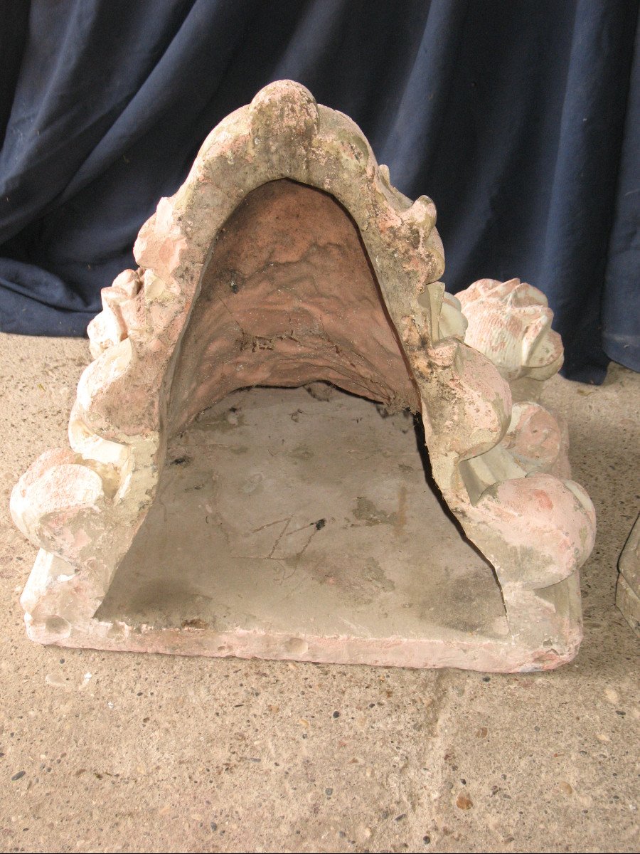 Pair Of 19th Century Louis XV Style Terracotta Wall Light Consoles-photo-7