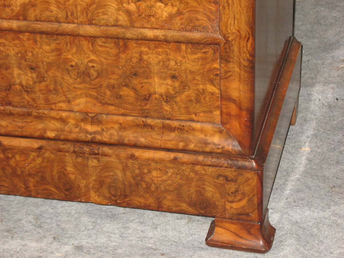 Restoration Period Chest Of Drawers In Walnut And Burr Walnut With 5 Drawers, 19th Century-photo-2