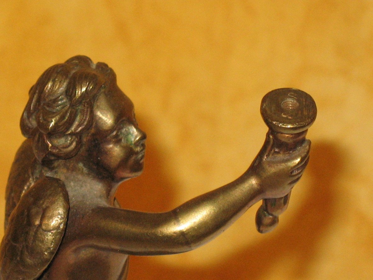 Bronze Sculpture Of A Cherub Carrying A Torch-photo-8