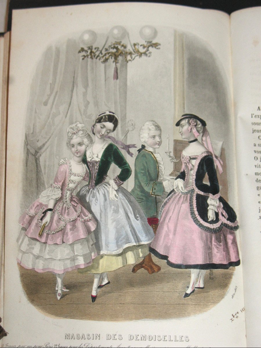 Magasin des demoiselles 3 volumes complets avec planches en couleur gravures de mode 1850 à 69-photo-7