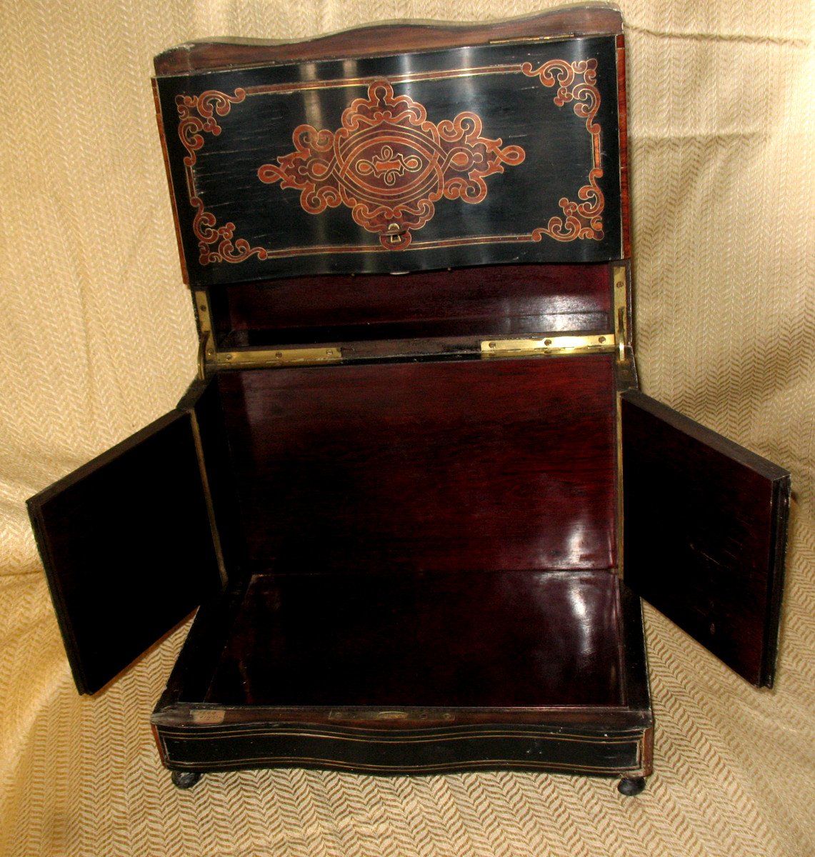 Liqueur Cellar Box In Napoleon III Marquetry, 19th Century-photo-1