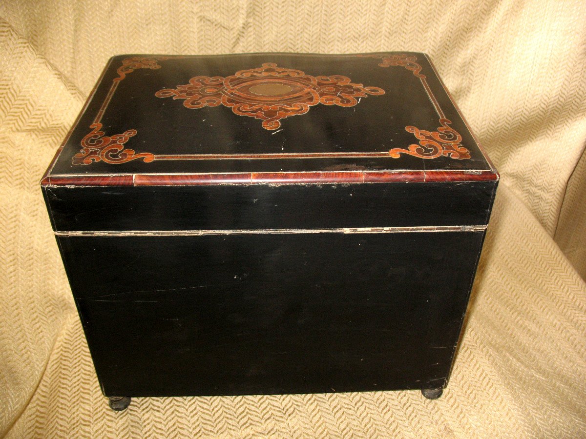 Liqueur Cellar Box In Napoleon III Marquetry, 19th Century-photo-8