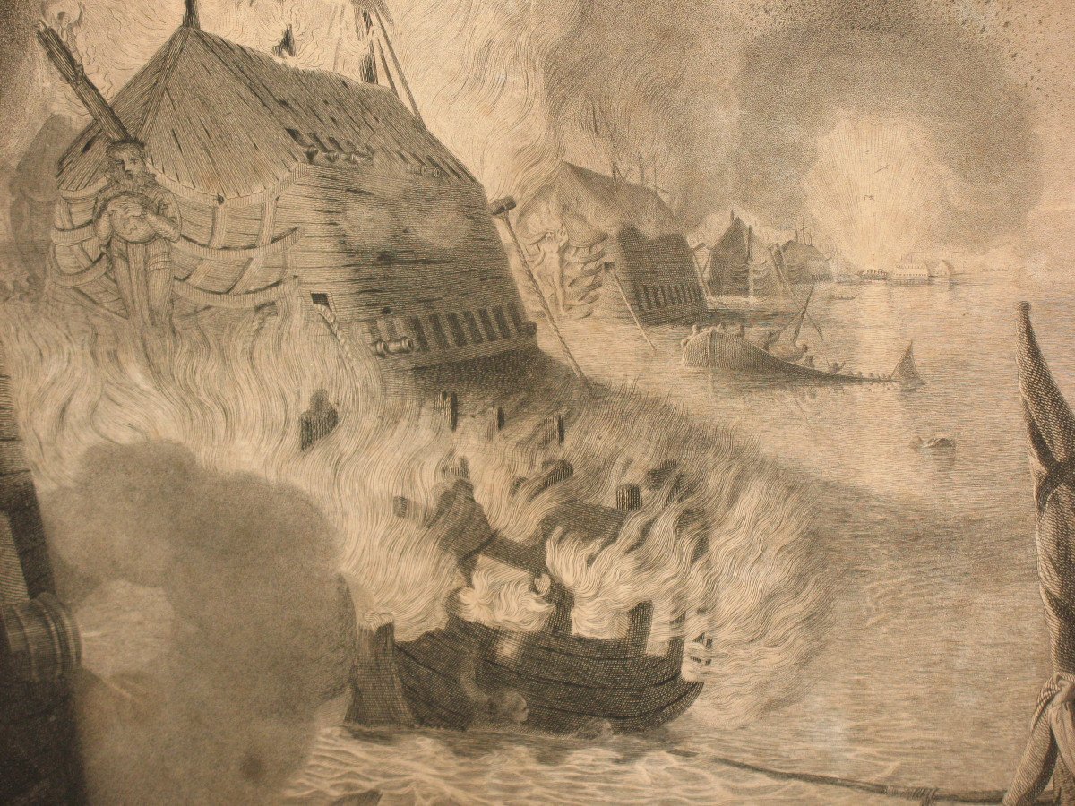 Bataille navale grande gravure anglaise de John Keyse Sherwin époque 18ème encadrée-photo-4