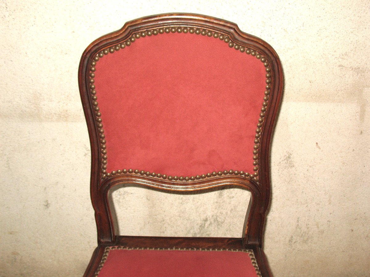 Suite de 12 chaises en noyer de style louis XV époque fin 19ème-photo-1