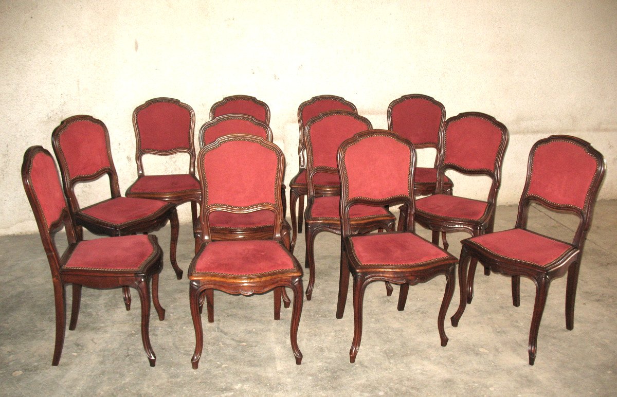Suite de 12 chaises en noyer de style louis XV époque fin 19ème-photo-8
