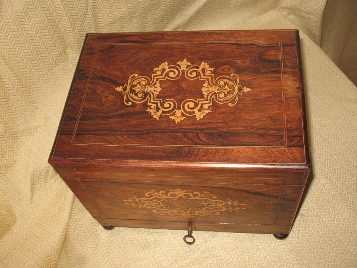 Liqueur Cellar Marquetry Box Charles X Period - 19th-photo-3