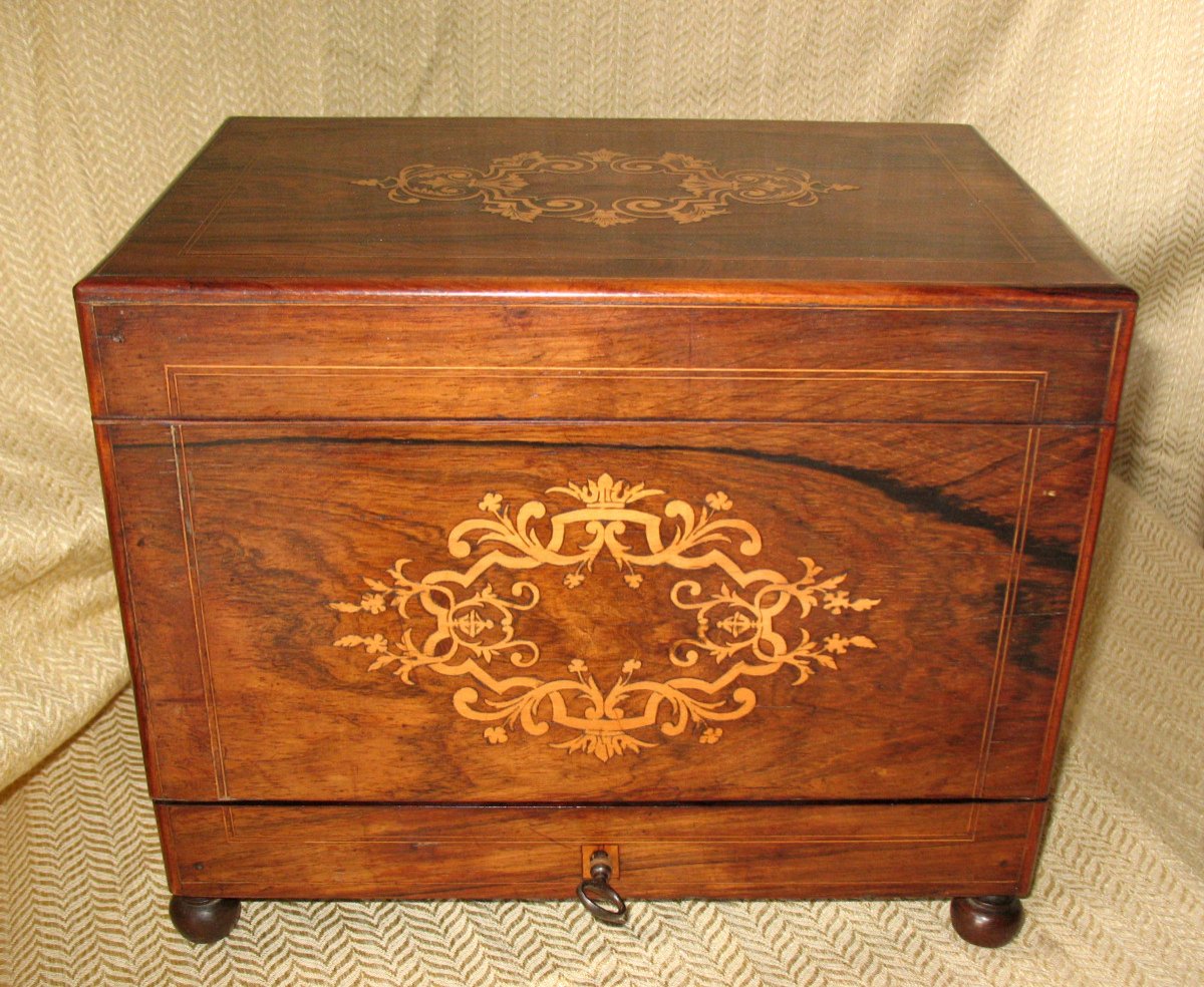 Liqueur Cellar Marquetry Box Charles X Period - 19th