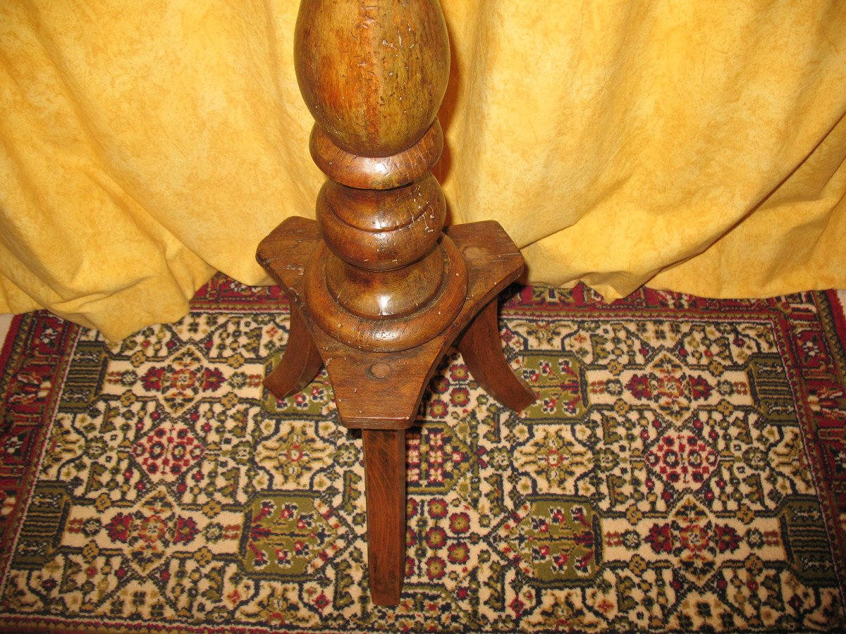 Polychrome Wooden Lantern With Its 19th Century Base-photo-2