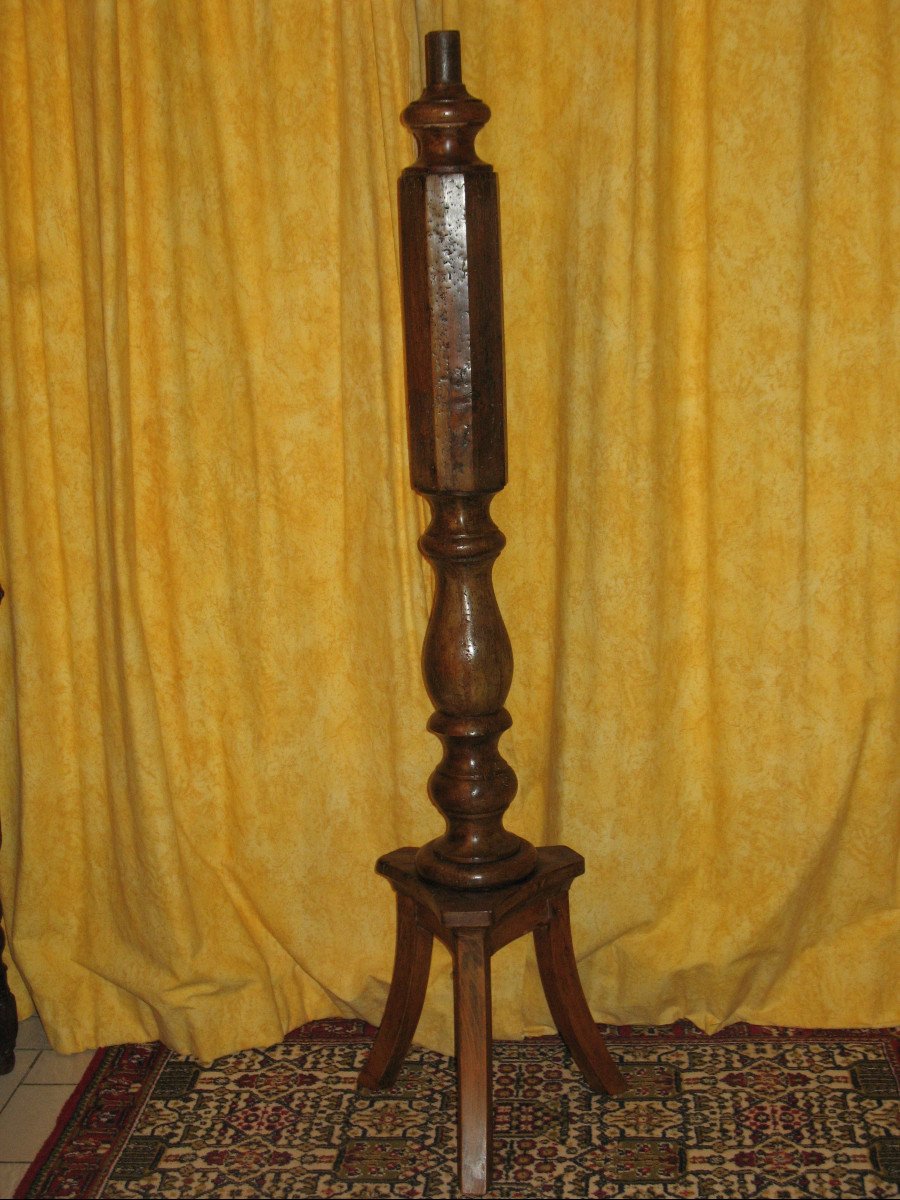 Polychrome Wooden Lantern With Its 19th Century Base-photo-4
